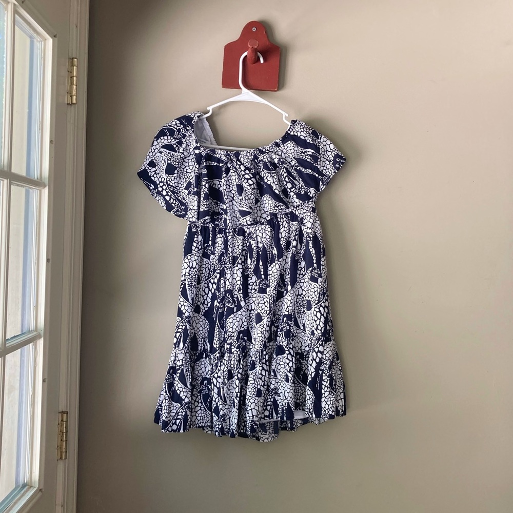 Crown & Ivy Blue & White Giraffe Print One Shoulder Dress XS
